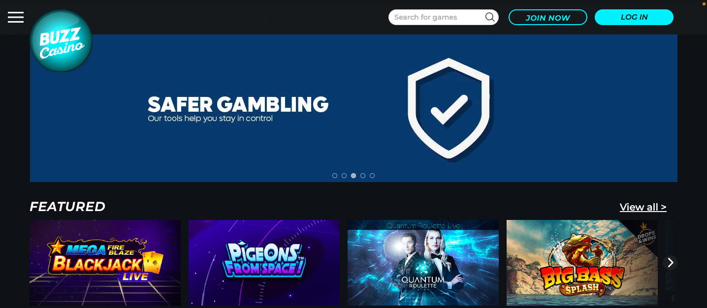 Buzz Casino Homepage