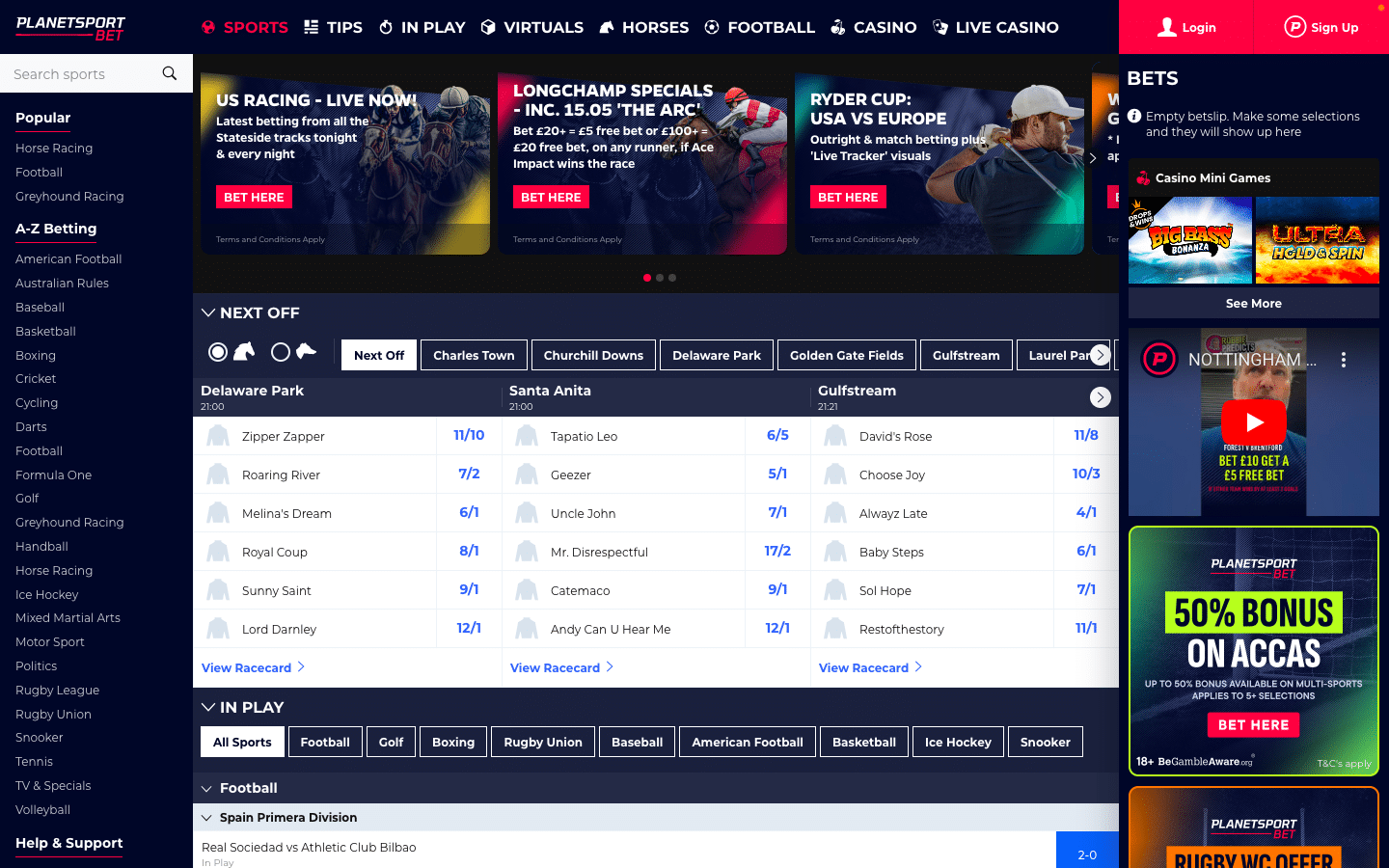 planet sports bet homepage